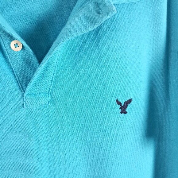 American Eagle Men’s Blue Polo Shirt XL Classic Fit Polyester Cotton Blend - Picture 4 of 5